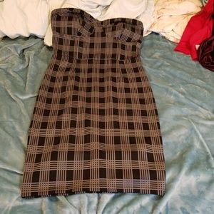 Strapless plaid print dress